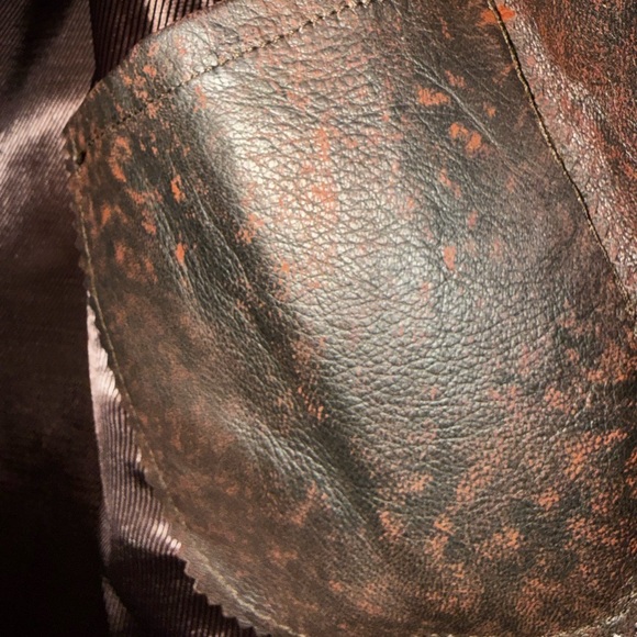 STUNNING! Tribe America Brown Leather Turquoise Suede Inset Whipstitch Jacket - Picture 9 of 10